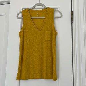 J. Crew 100% linen tank. Gold mustard size S
